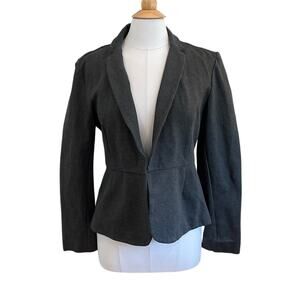 Quince Ultra Stretch Ponte Knit Gray Blazer, Career, Classic, Size M
